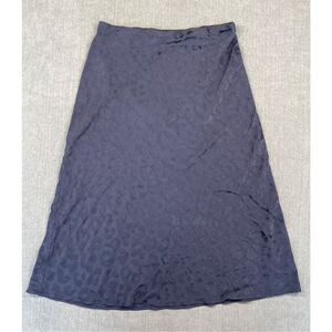 Minimalist Leopard‎ Jacquard A Line Skirt Express Women M Navy Blue High Rise